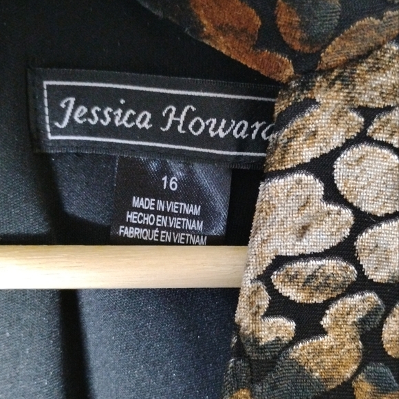 NWT Jessica Howard Velvet Animal Print Dress 16 | Cheetah Leopard Holiday Party - Picture 7 of 9